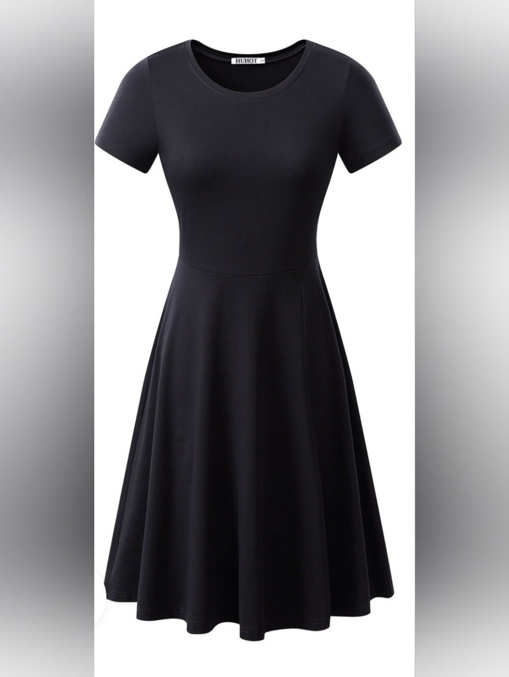 HUHOT Black Fit & Flare Skater Dress Size M